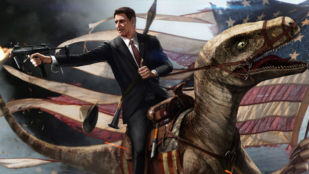 Badass Presidents Reagan On A Raptor