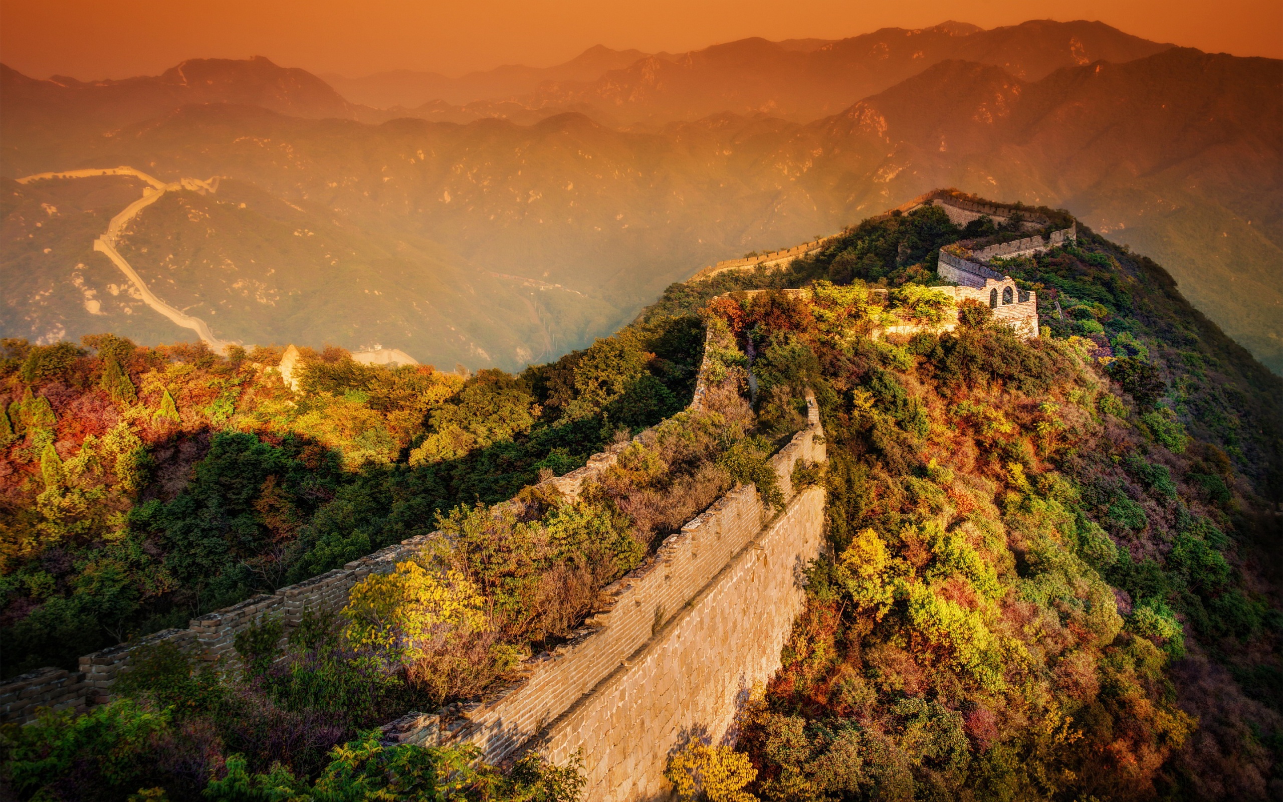 Sunset In Great Wall Of China Wallpaper