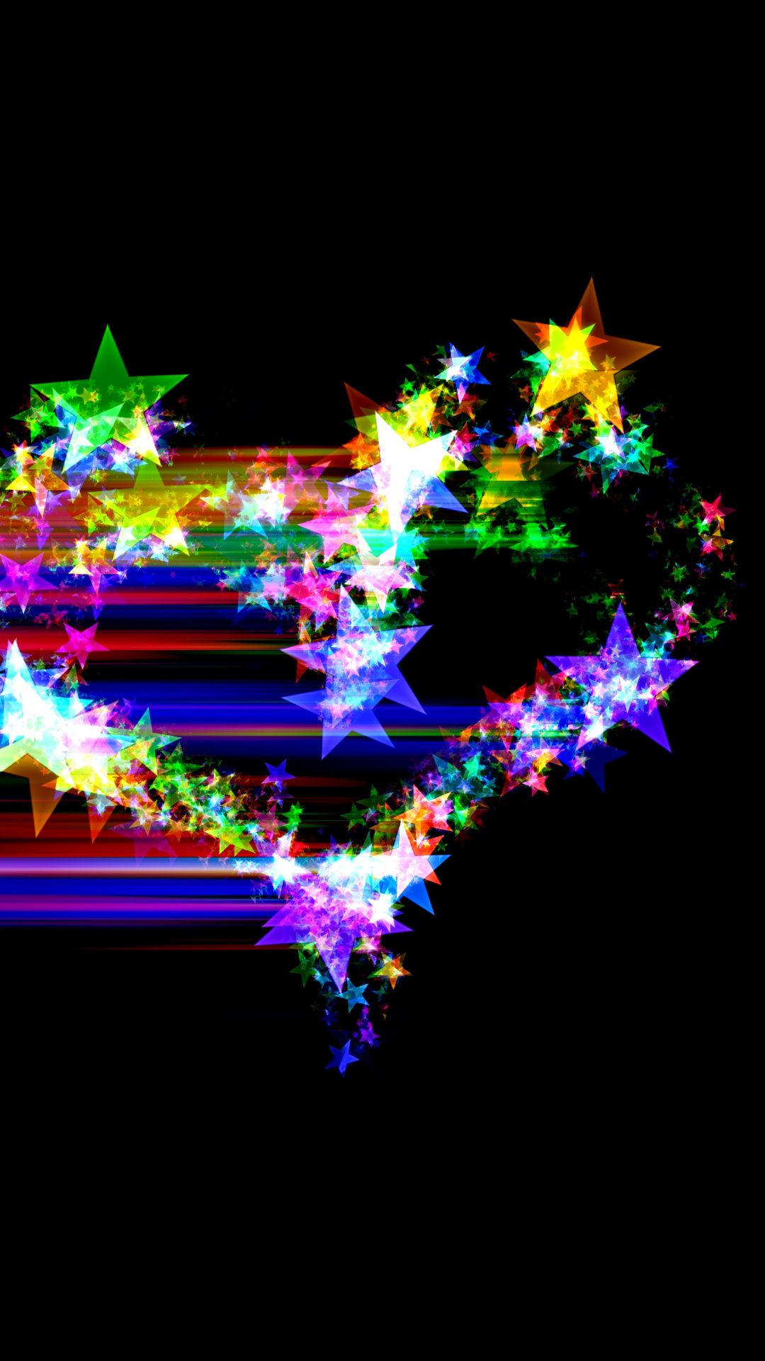Colorful Heart Stars Glitter Dark Abstract Wallpaper