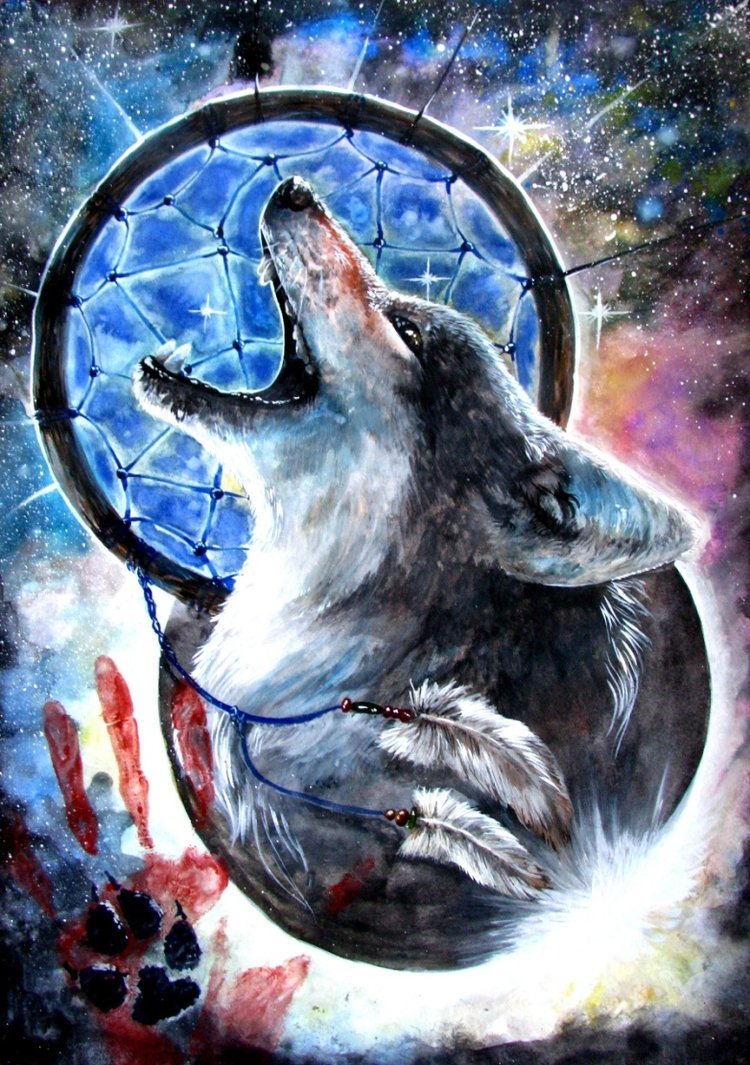 New Native American Wolf Dream Catchers