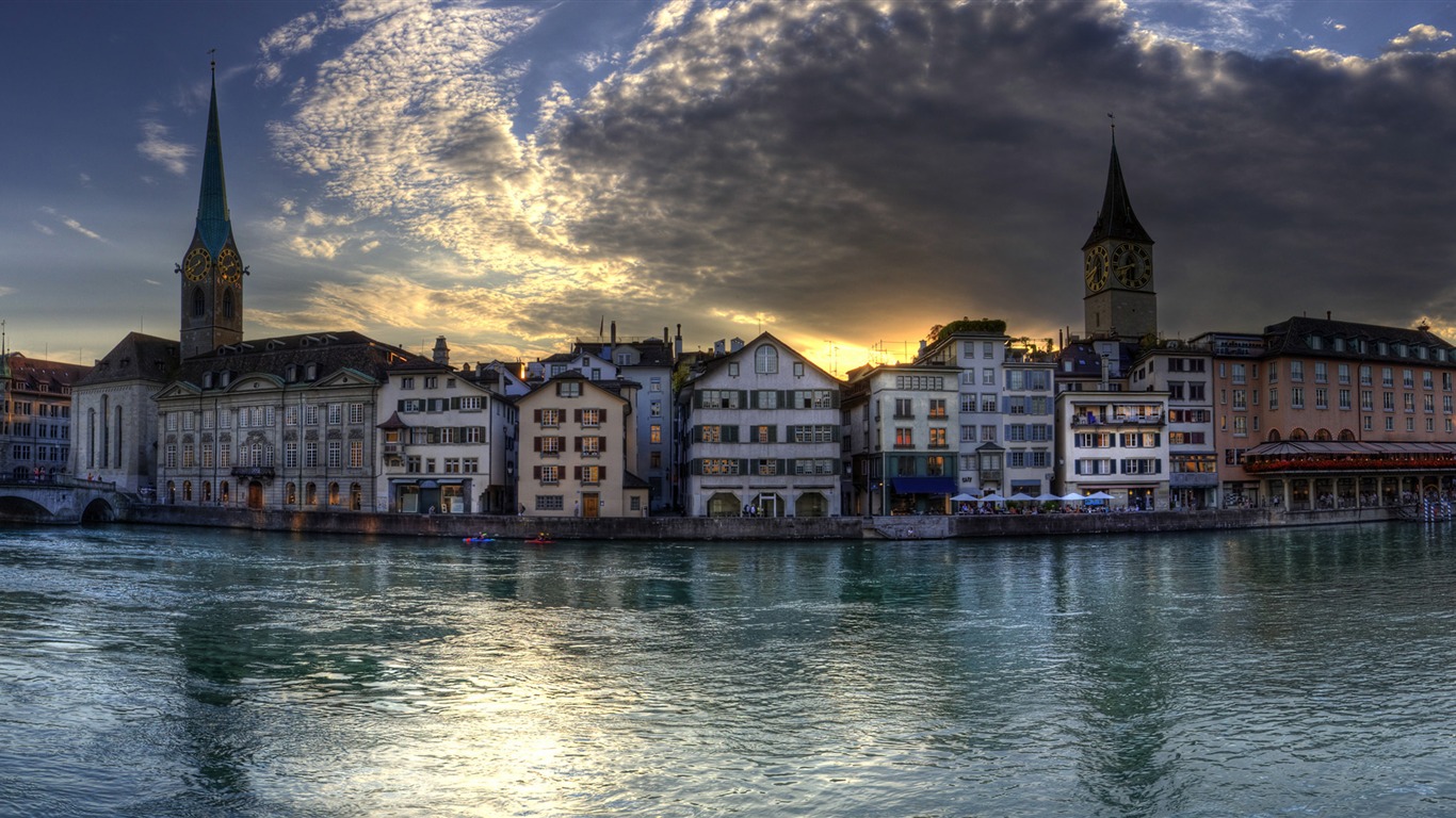 Zurich Switzerland at dusk Windows 10 HD Wallpaper Preview