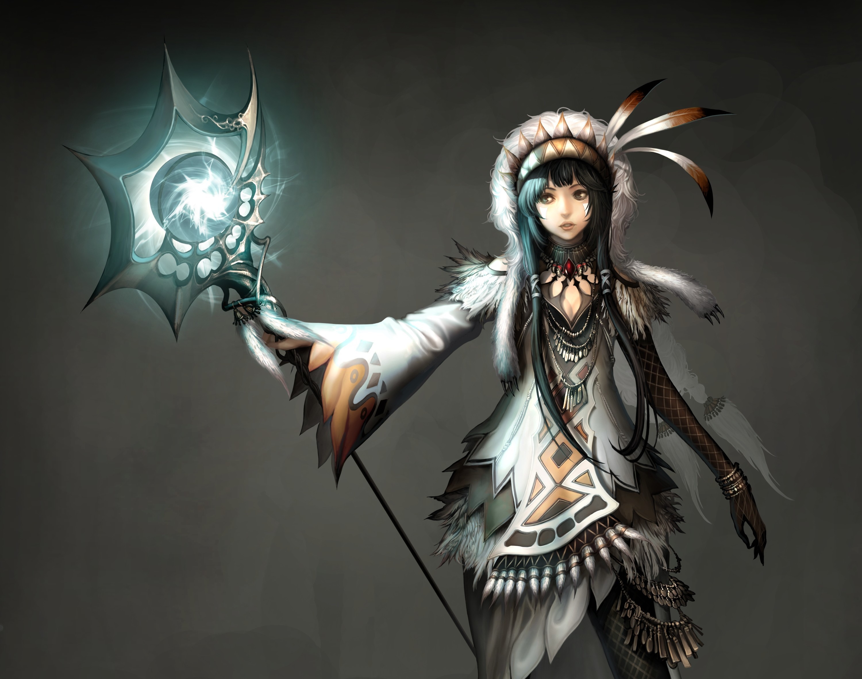 Mage Staff Games Girls Fantasy Warrior Magic Wallpaper Background