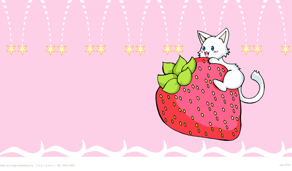 Art Kitty On A Huge Strawberry Inspiremari Nl