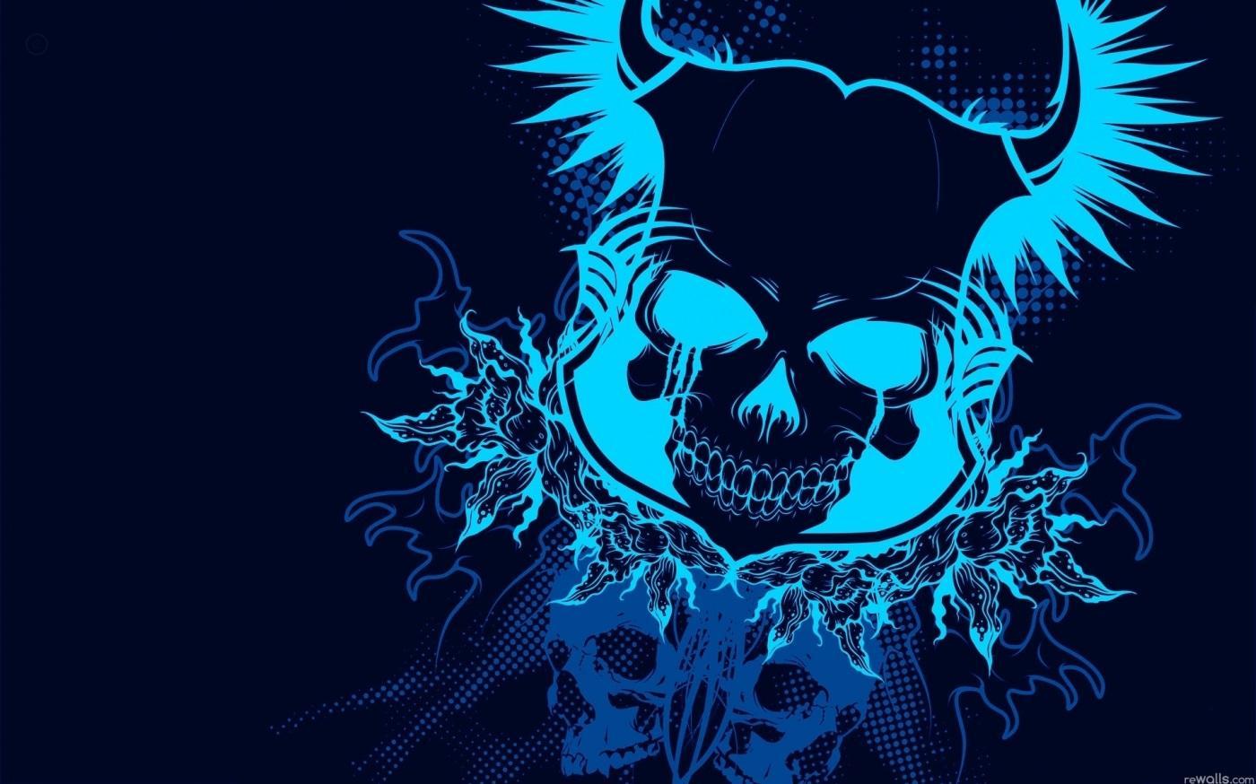 Hd Wallpaper Cool Skulls Abstract Skull Blue Quality