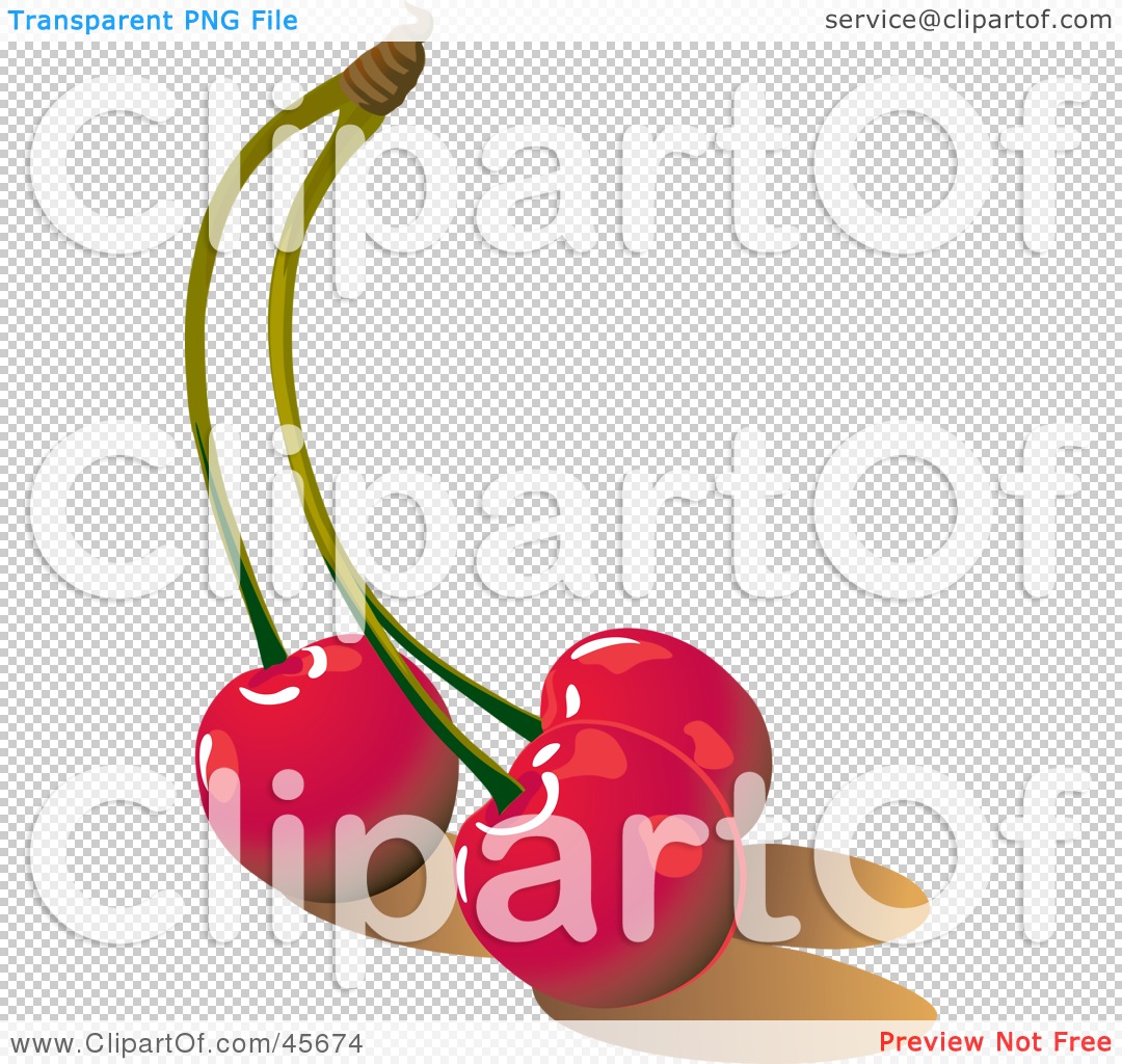 Rf Clipart Illustration Of Three Connected Red Bing Cherries