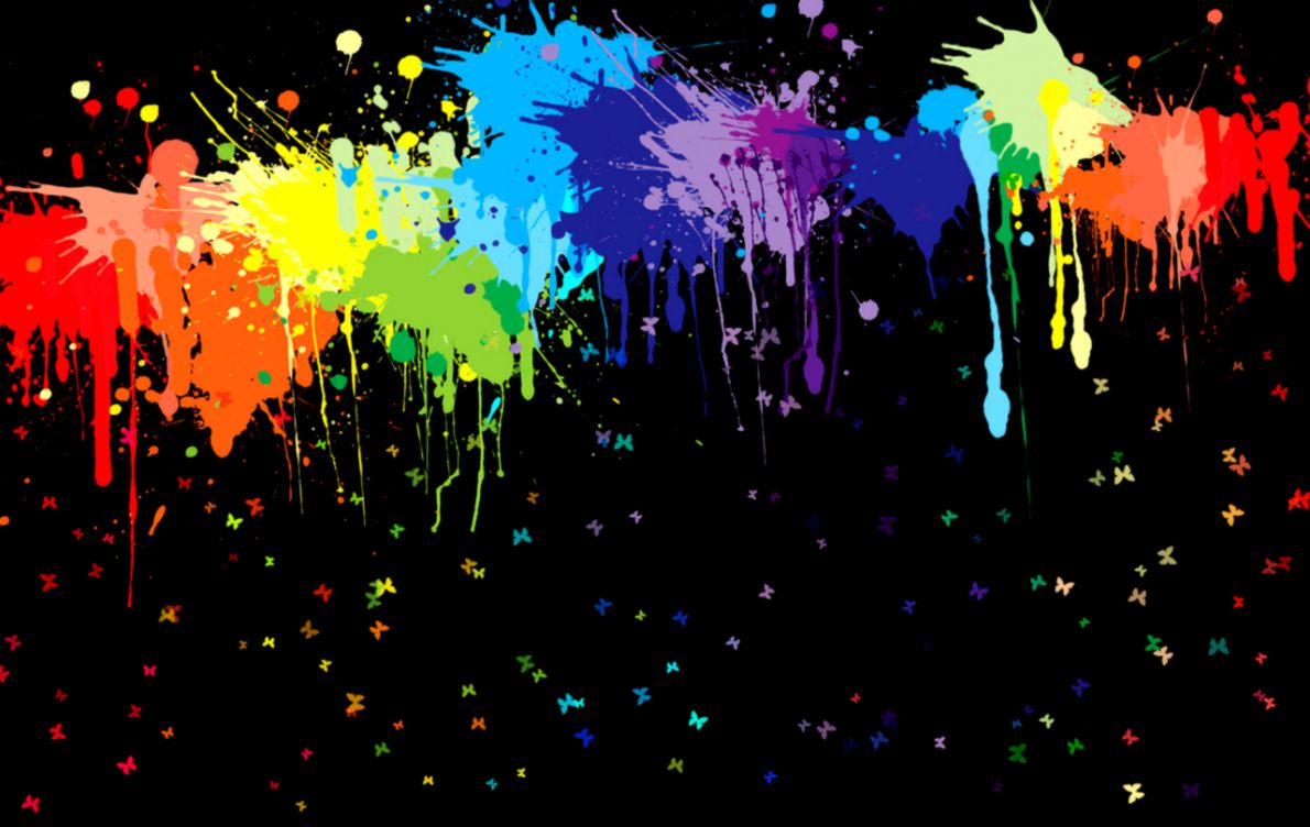 Exciting Paint Splatter Neon Splatters Rainbow