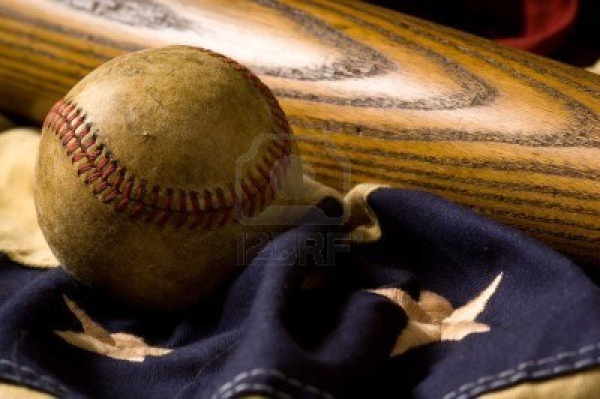 A Vintage Or Antique Baseball And Bat On American