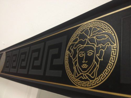 Versace Greek Keys Black Gold Border Wallpaper 5mtr