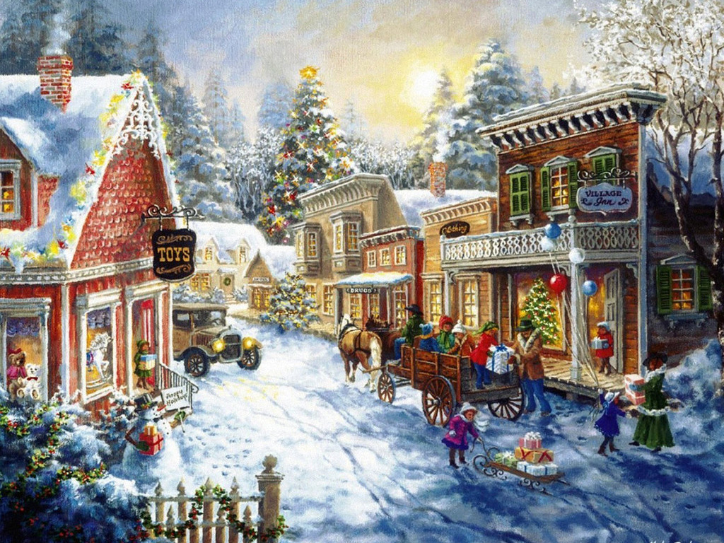 Home Christmas Wallpaper Village