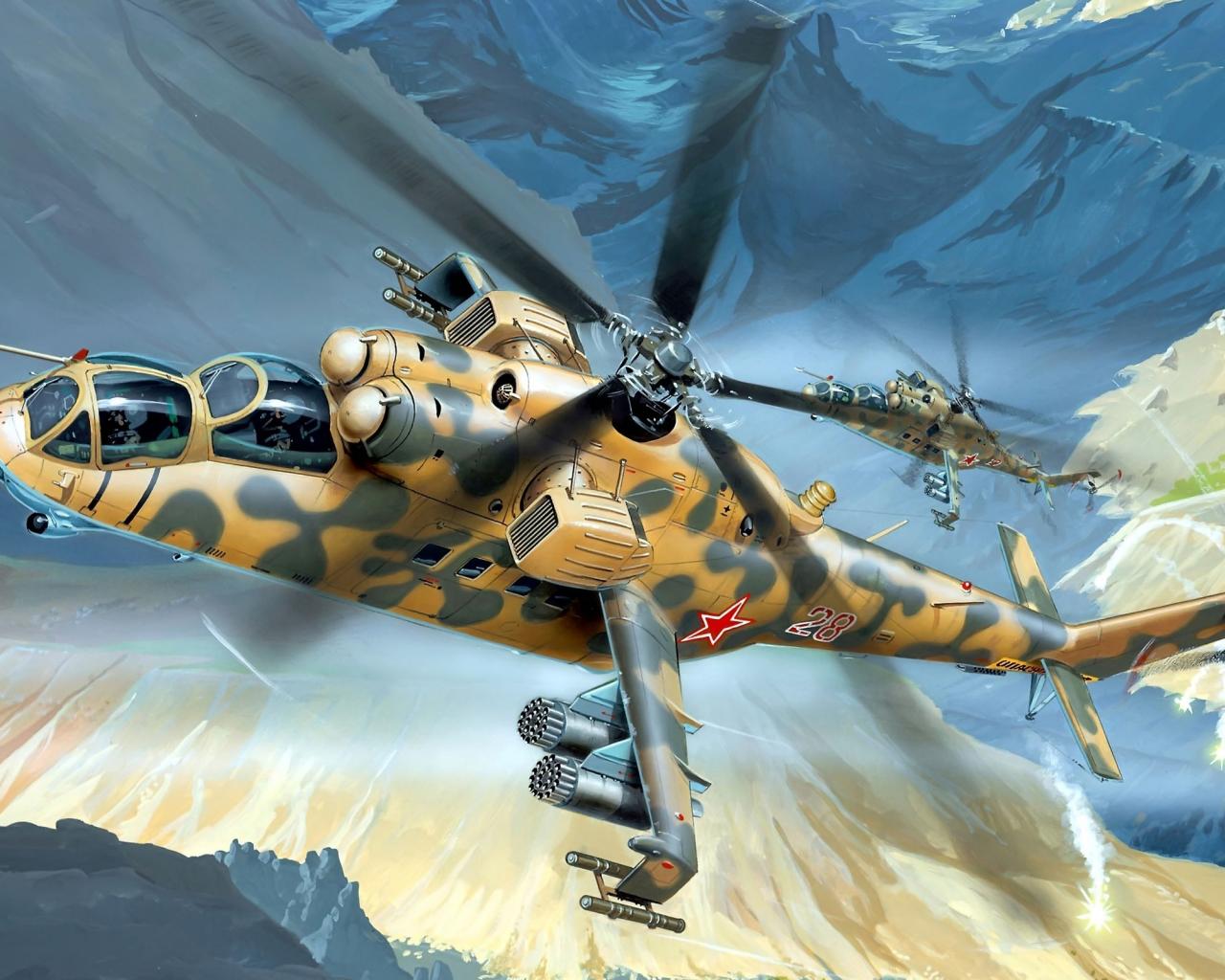 Military Helicopters Artwork Russian Army Wallpaper