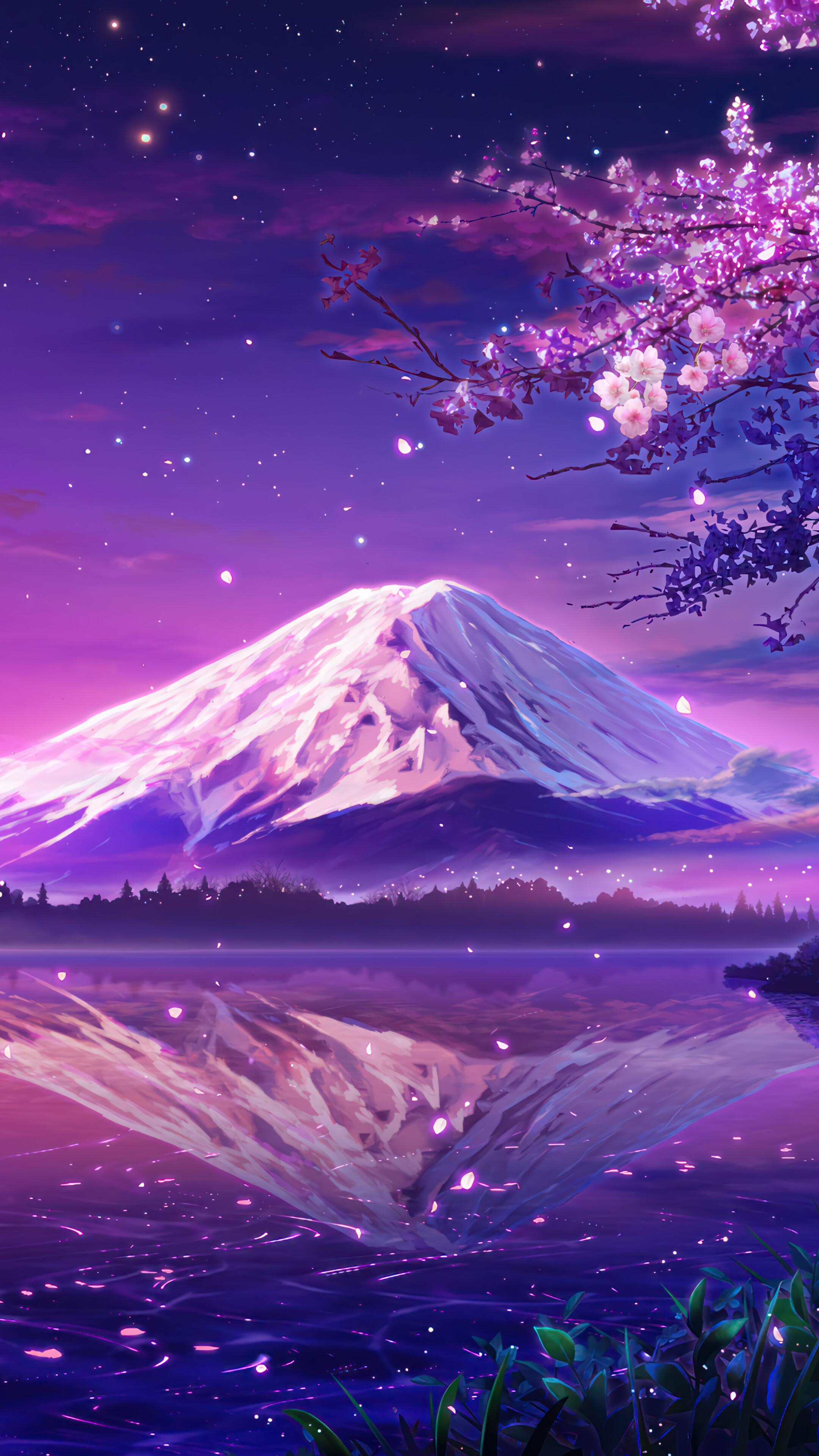 Mount Fuji Cherry Blossom 4k Wallpaper iPhone HD Phone 6801k