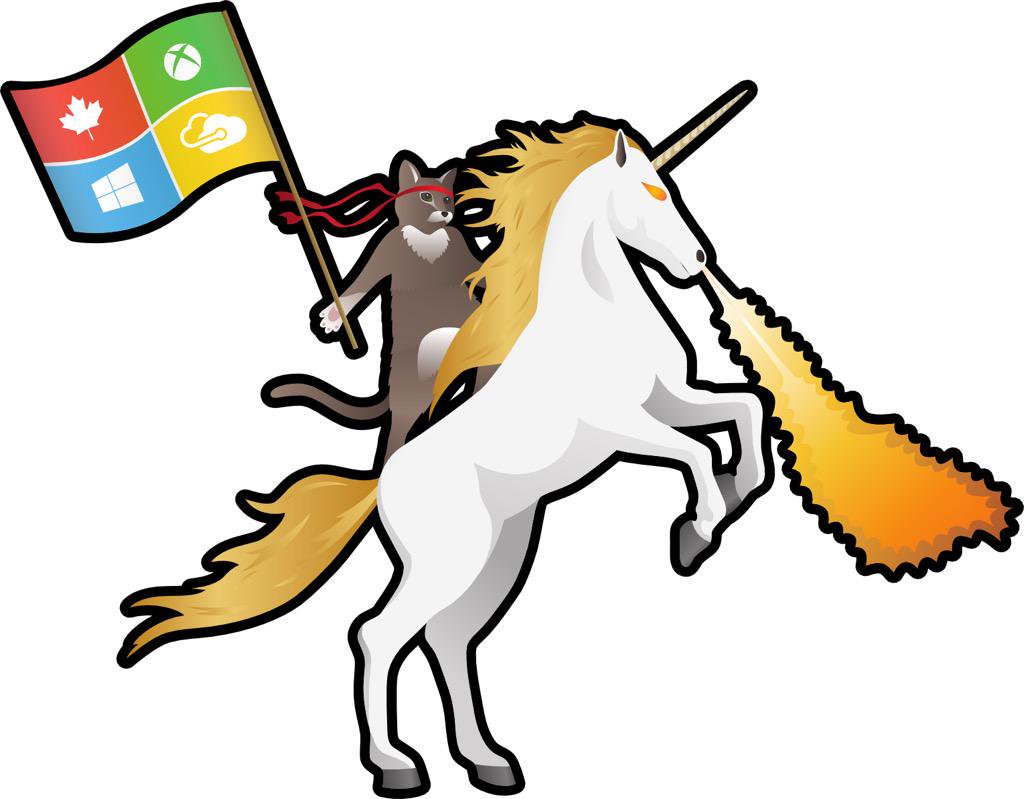 Microsoft Ninja Cat Riding Unicorn Reptile