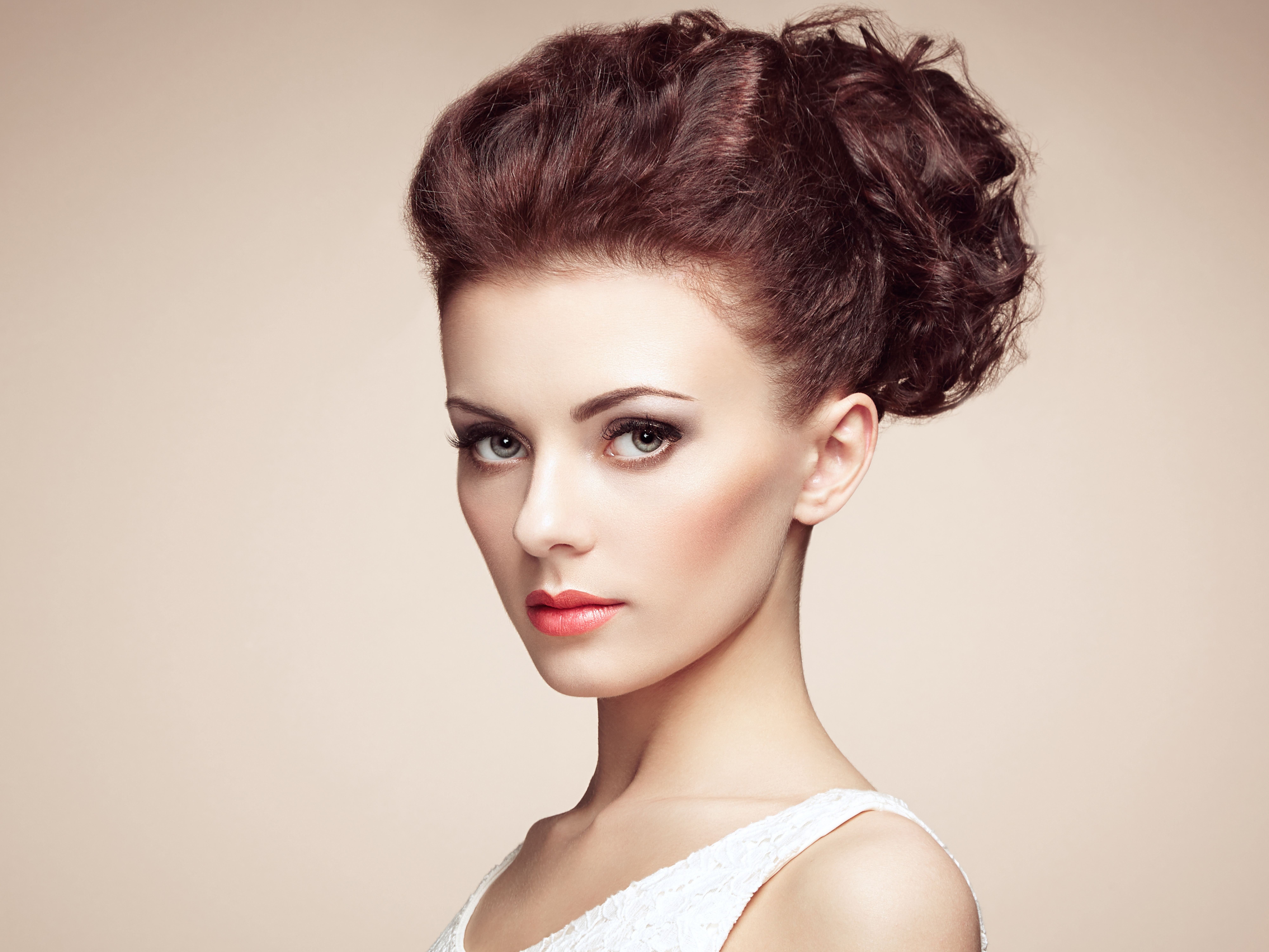 Portrait Of Beautiful Sensual Woman With Elegant Hairstyle By Oleg
