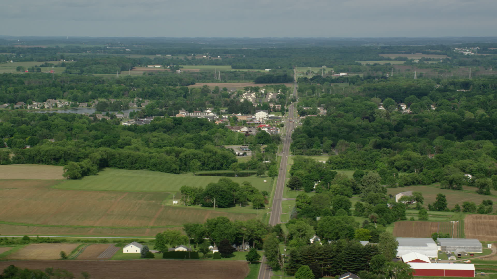 5k Stock Footage Aerial Video Of Farmland And Small Town