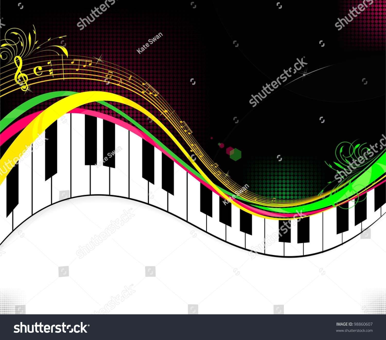 Black Piano Music Background Stock Vector 98860607