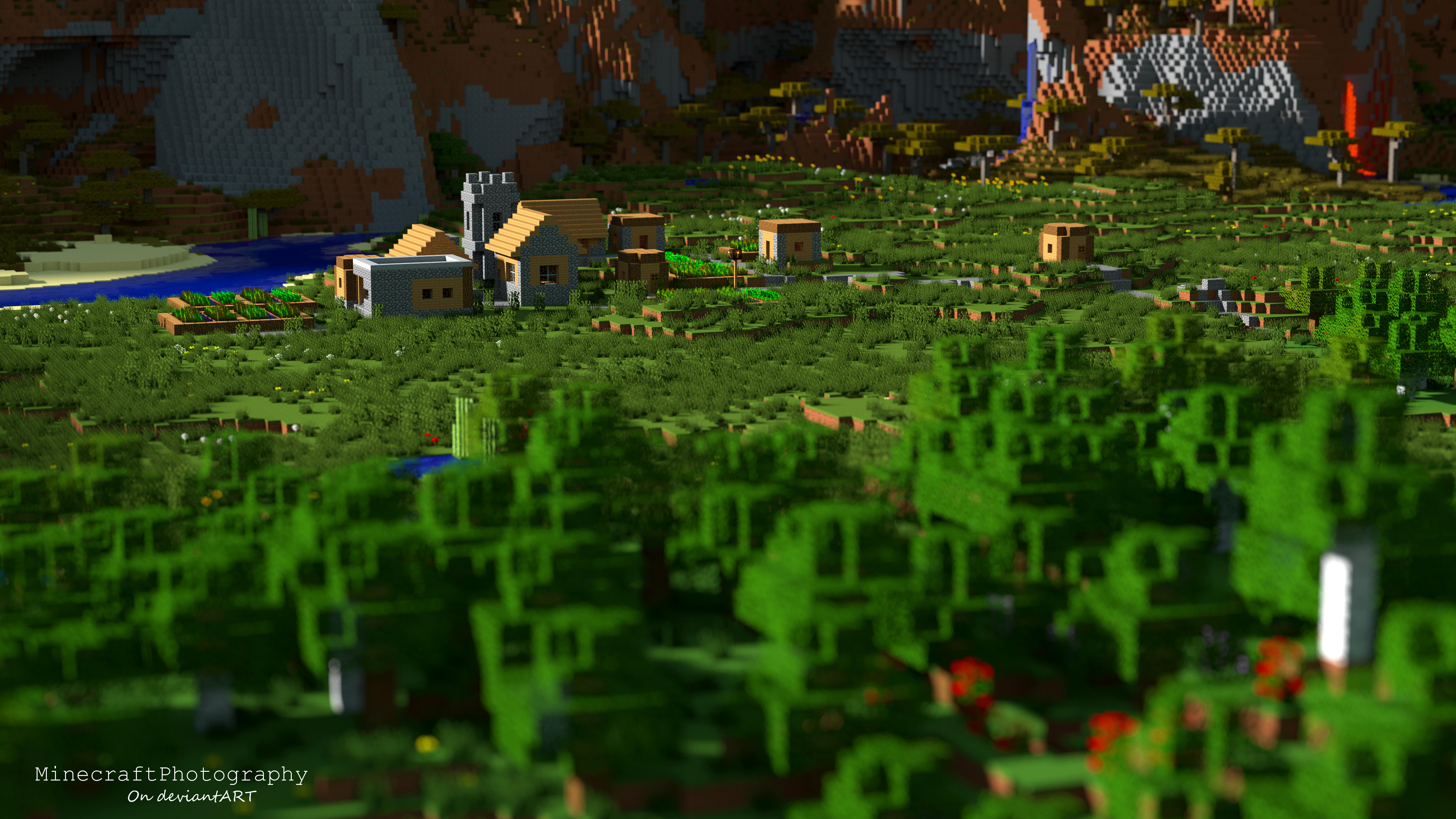 Minecraft Plains Village High Res Wallpaper By