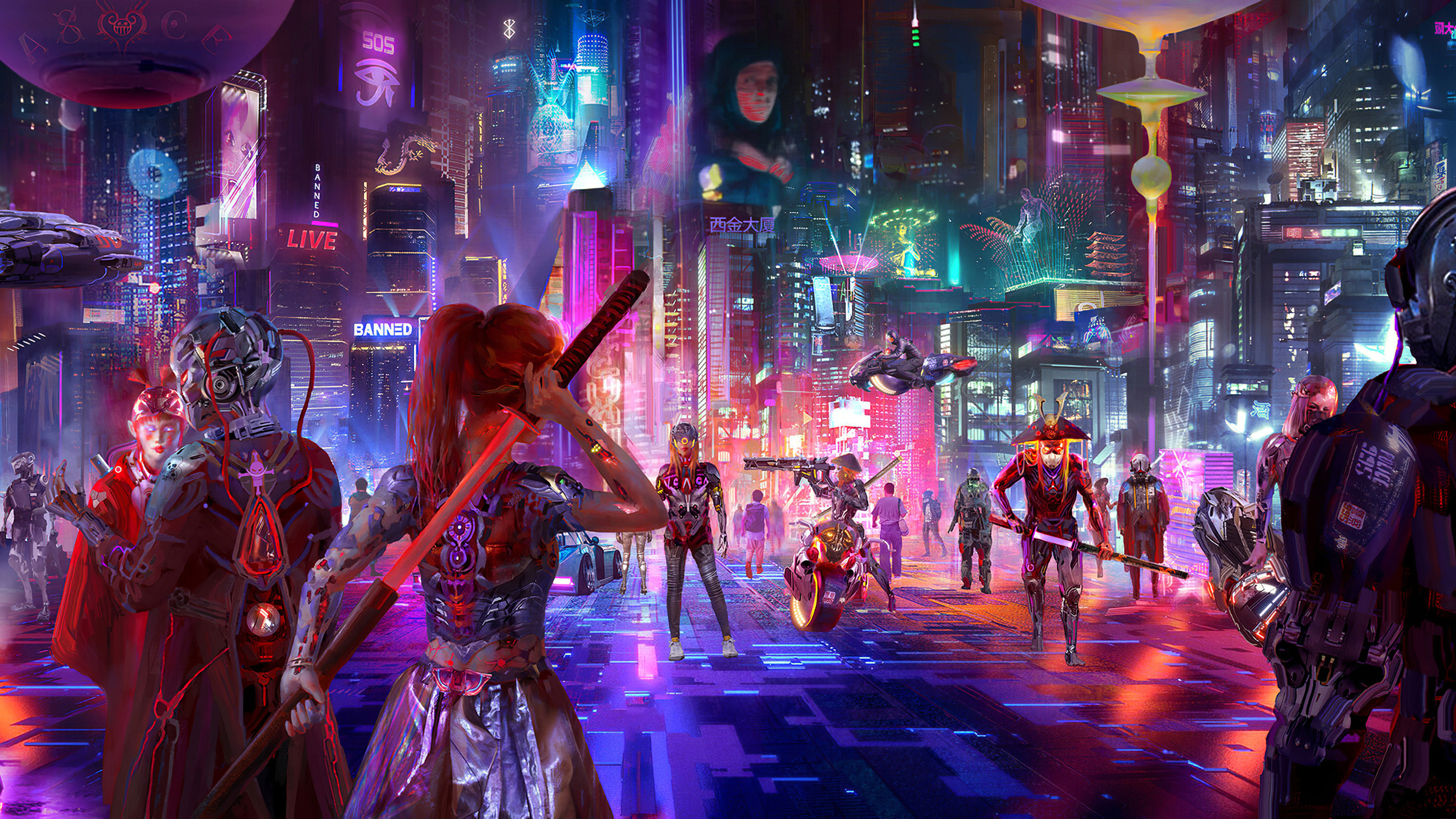 Cyberpunk City Of Shadow 4k 1440p Resolution HD Wallpaper Image