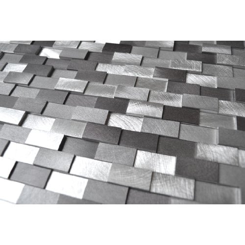 3d Raised Brick Pattern Grey Blends Aluminum Mosaic Tile