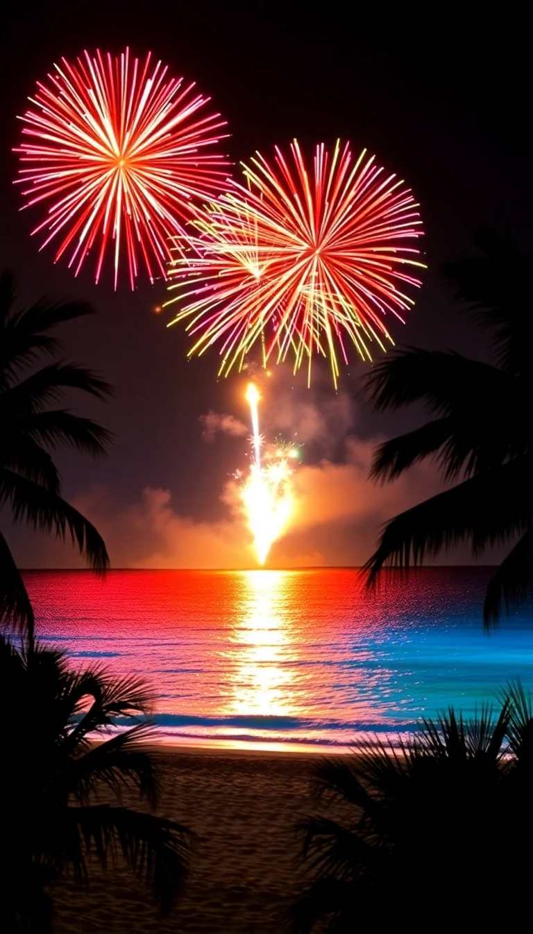 Fireworks Beach Wallpaper