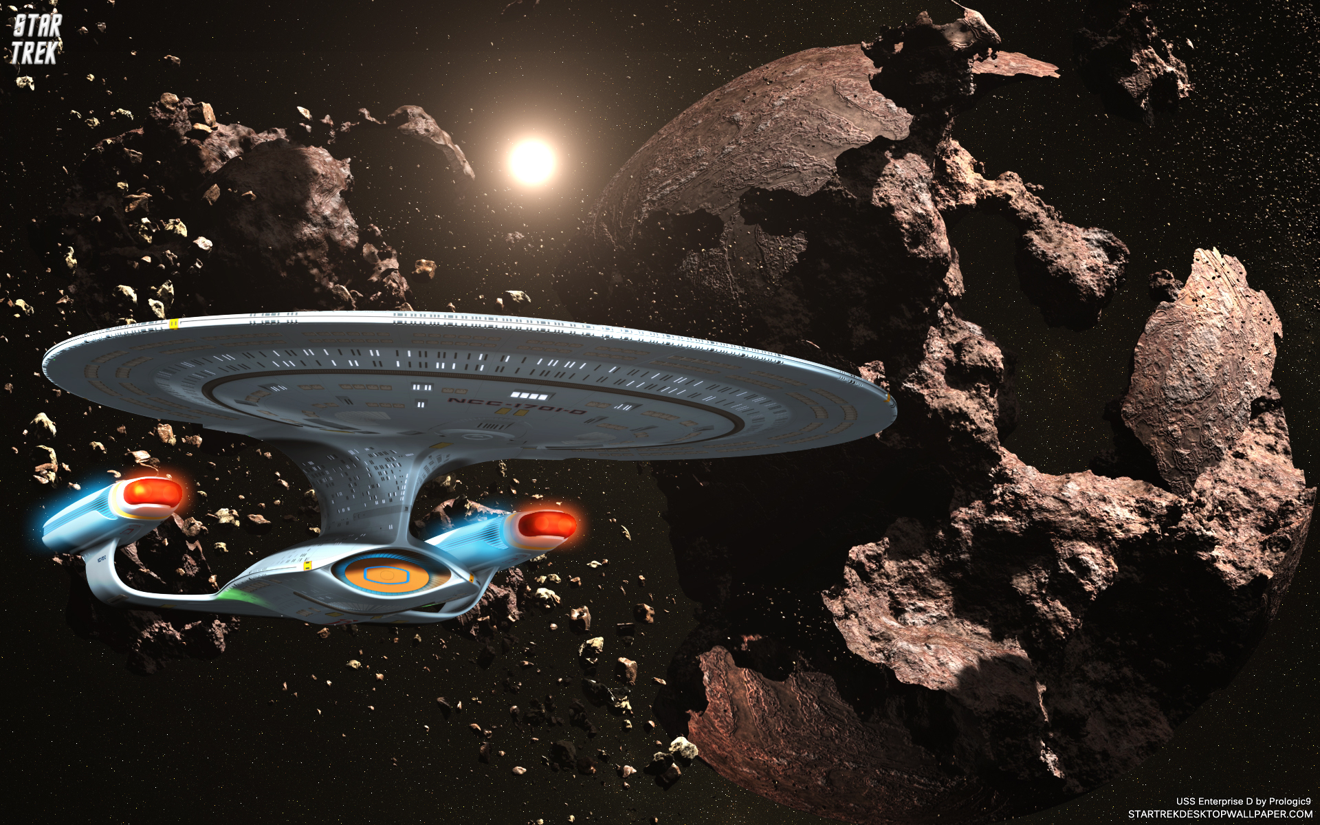 Wallpaper Trek Star Field Enterprise Asteroid
