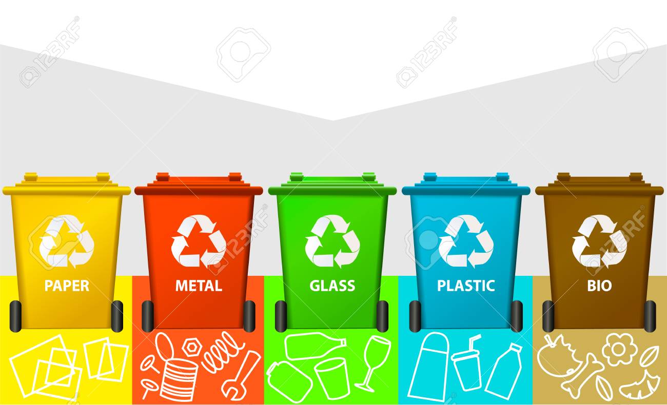 Waste Segregation Background With Recycle Bins Royalty
