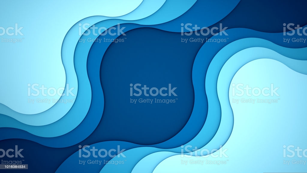 Blue Wave For Artwork Background Wavy Paper Cut Style And