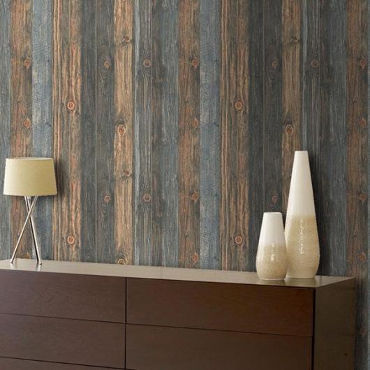 Scrapwood Wallpaper Reclaimed Wood Charcoal Blue Brown Tones