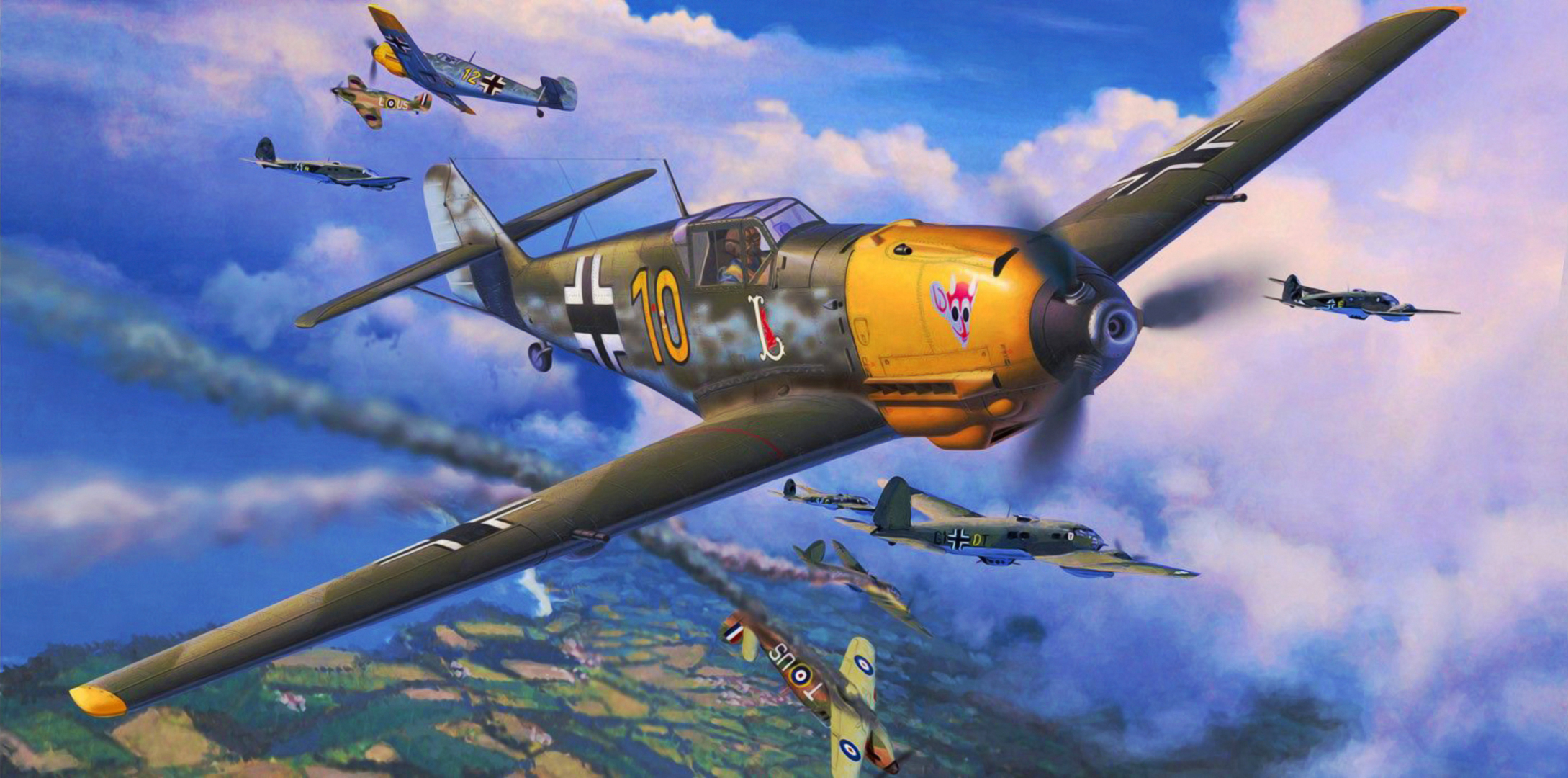 Ww2 War Art Painting Airplane Aviation Wallpaper