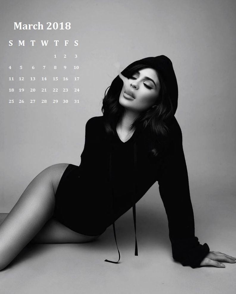 Kylie Jenner March Calendar Wallpaper For iPhone