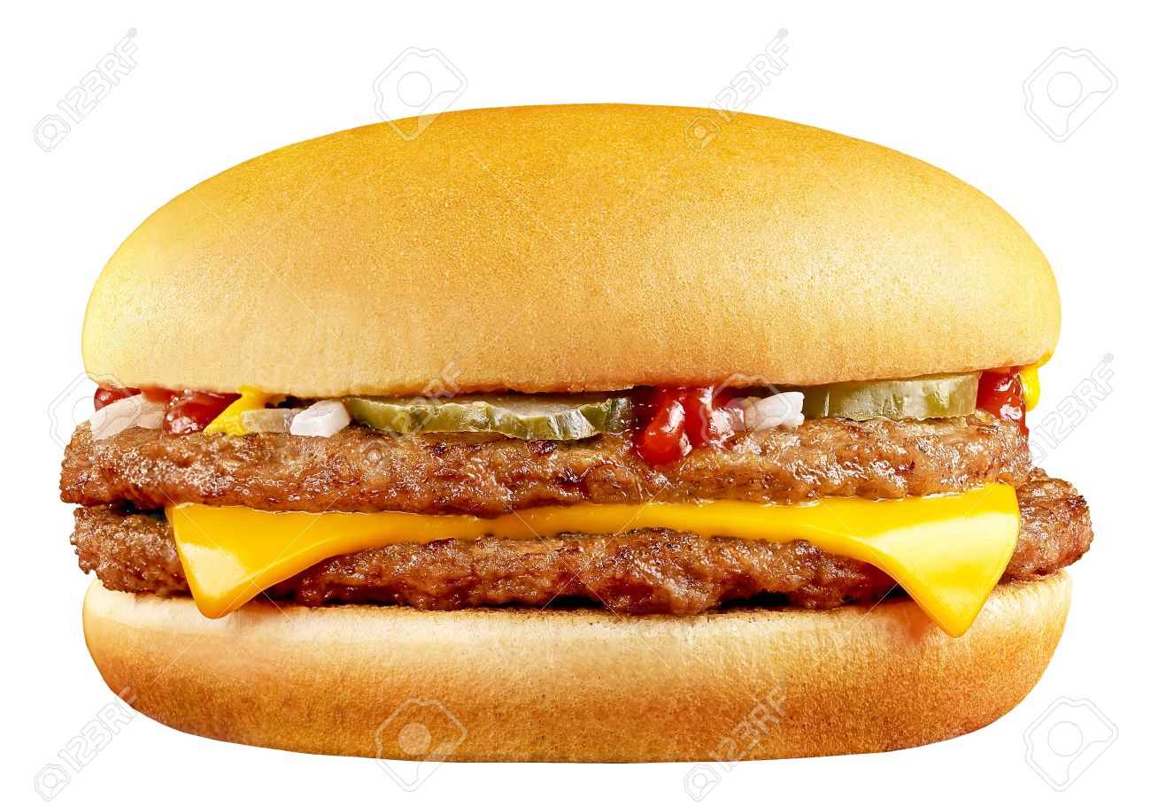 Big Tasty Cheeseburger Isolated On White Background Stock Photo