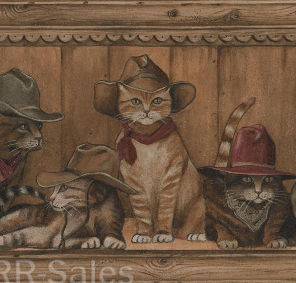 Cowboy Cats Rustic Wood Country Western Kitty Cabin Lodge Wall