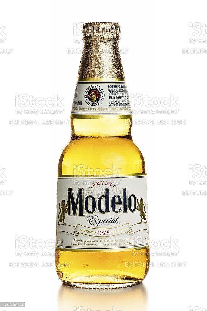 Modelo Special Bottle On White Background Stock Photo