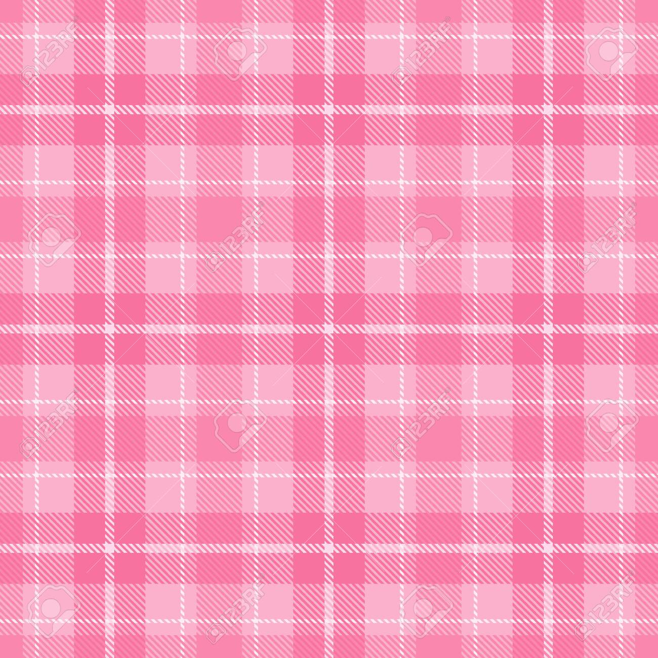 Pink And White Tartan Plaid Seamless Pattern Background Royalty
