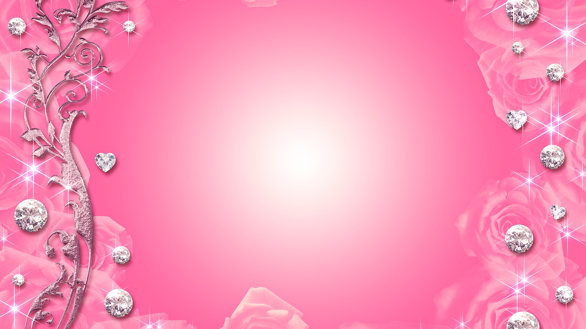 Abstract Flowers Wallpaper Pink Diamonds
