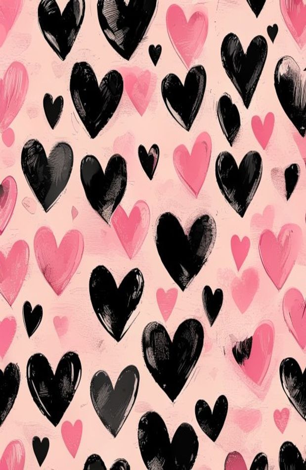 Pink And Black Heart Wallpaper