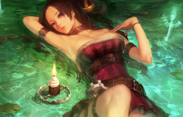 Wallpaper Caitlyn Lies Water Girl Candle Lol League