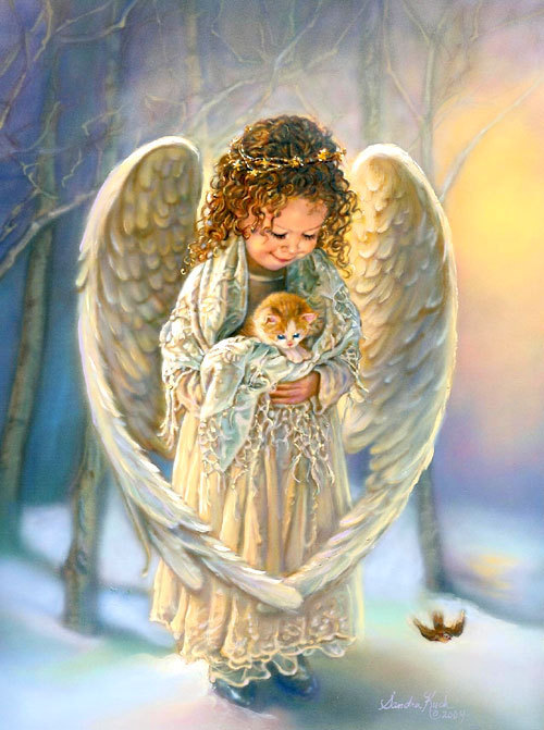 Angels Image Little Angel With Kitten Wallpaper Photos