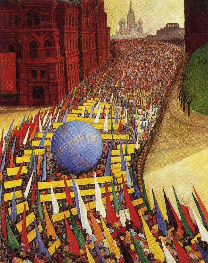 May Day Procession In Moscow Diego Rivera Paintings Wallpaper Image