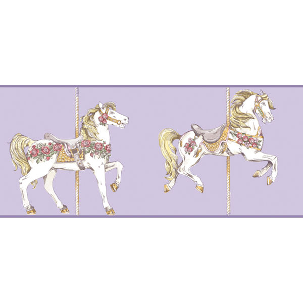 Toile Carousel Purple Prepasted Wall Border Sticker Outlet