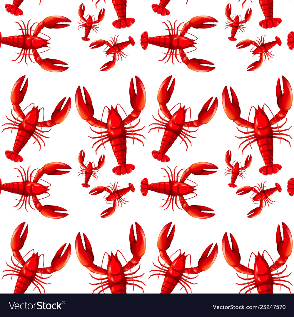 Sealess Red Lobster Background Royalty Vector Image