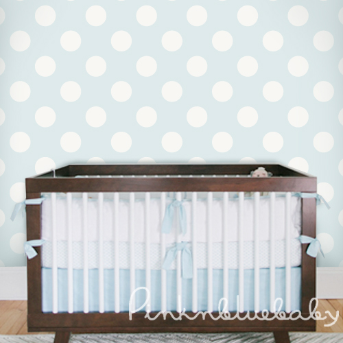 Polka Dot Off White Blue Removable Wallpaper pinknblueBaby