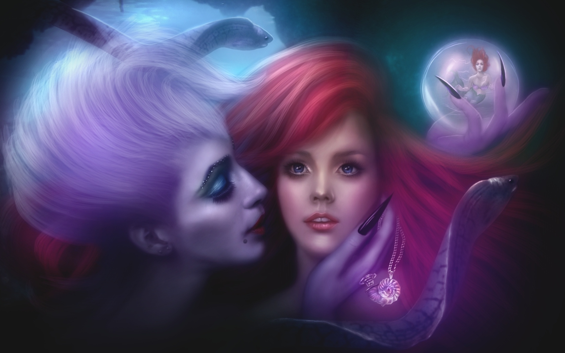 Princess Ariel Movie Little Mermaid Animated Film Fanart Dark Fantasy