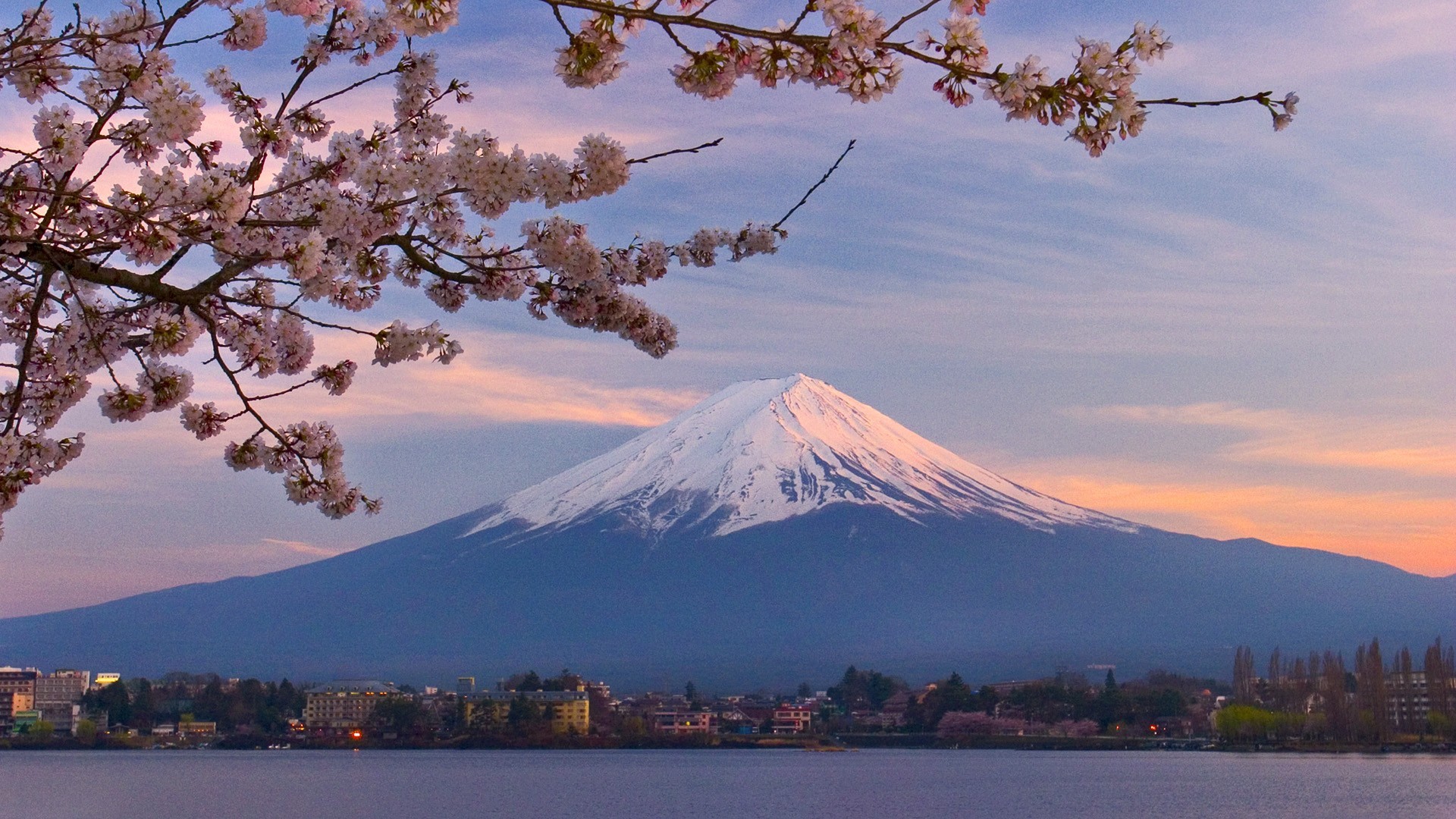 Wallpaper Mountains Mount Fuji Lake Snow Winter Sunrise