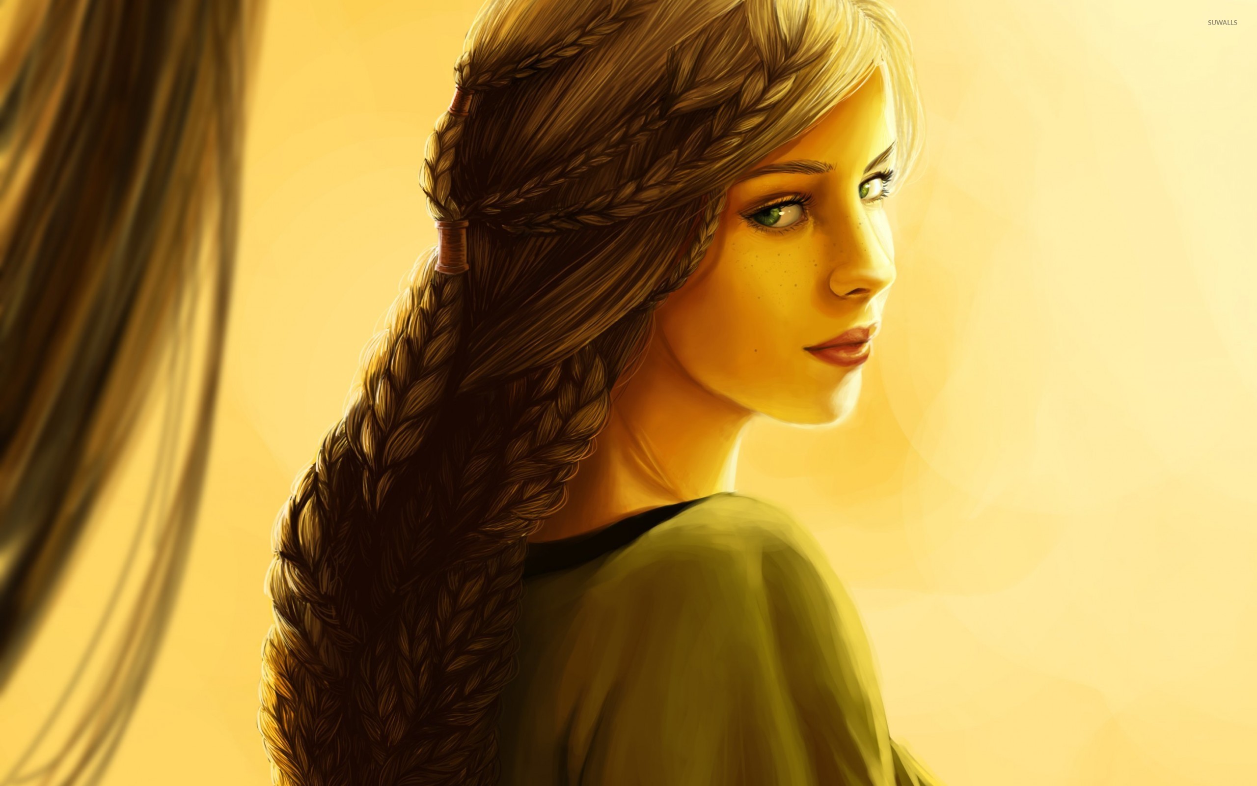 Beautiful Girl With Green Eyes Wallpaper Artistic