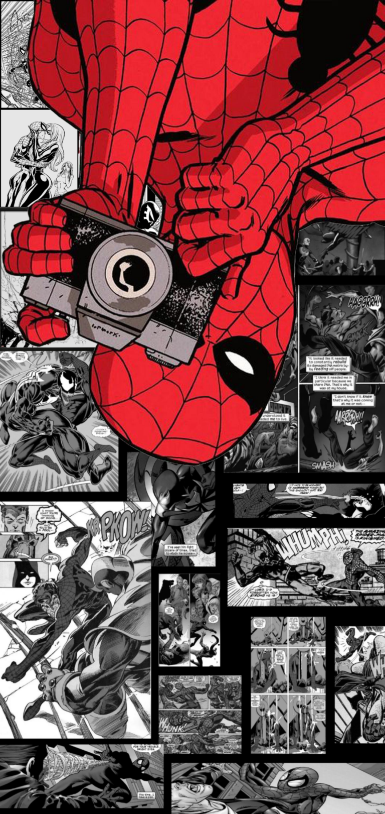 Spider Man With Camera Black White Galaxy S10 Hole Punch Wallpaper