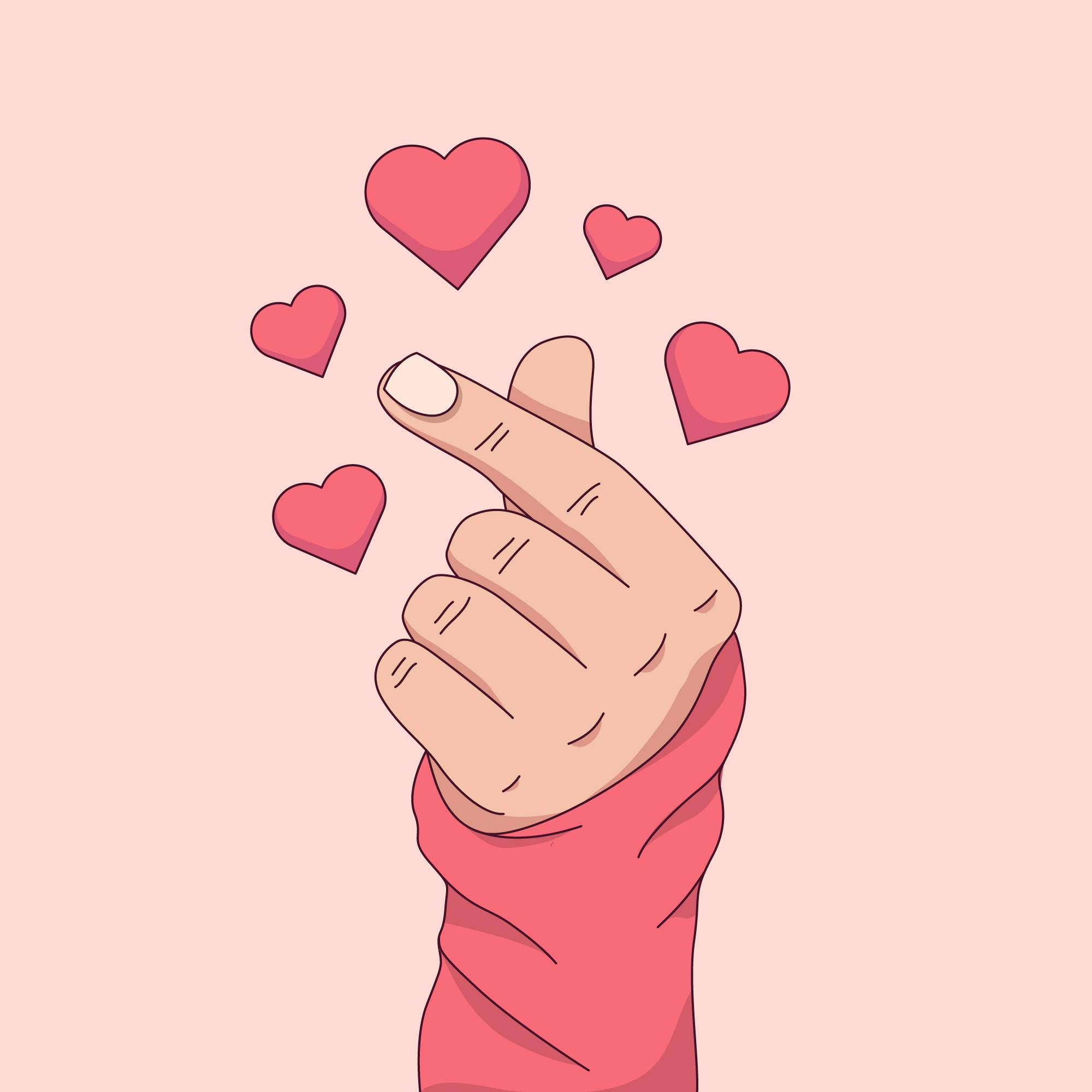 Finger Heart Love Drawing Wallpaper