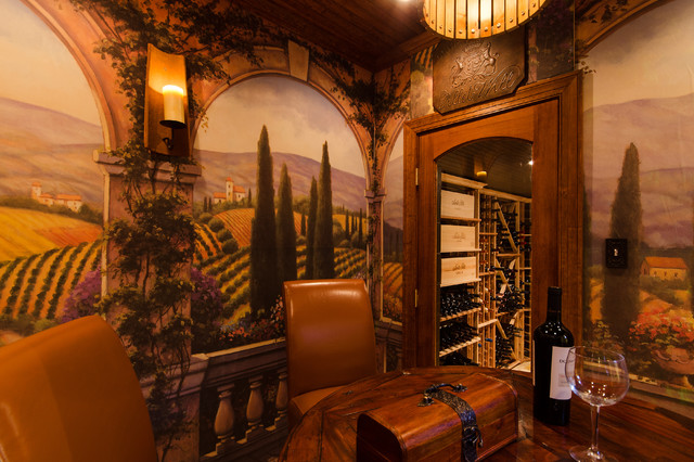 Tuscan Style Tasting Wine Rooms Traditional Cellar
