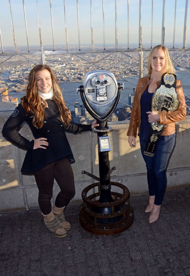 Miesha Tate And Holly Holm Visit The Empire State Building In New