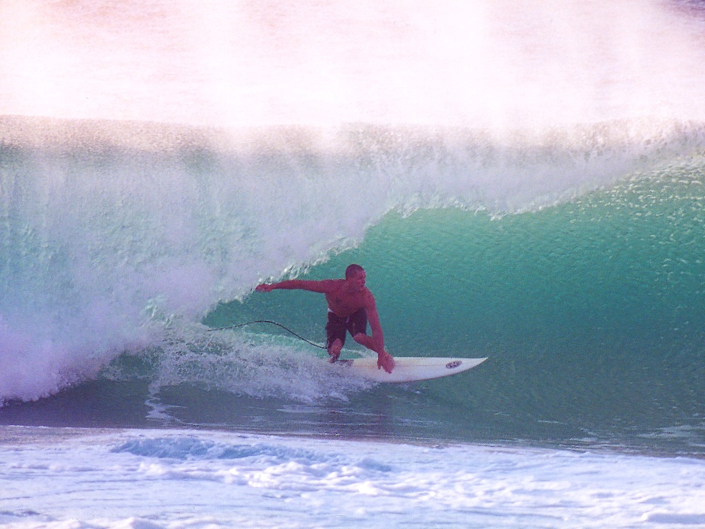 Oahu Hawaii Surfer Inside The Banzai Pipeline