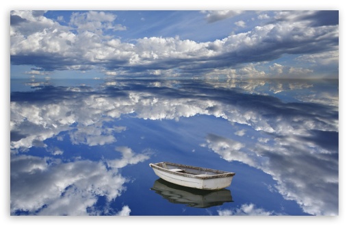 Boat And Clouds Reflecting On Ocean Bar Harbor Maine HD Wallpaper For